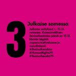 Kolme: julkaise esityksesi 1.-10.12.  somessa. Kansainvälinen ihmisoikeuksien päivä on 10.12.  Muista tägätä @opencreativehouse ja @unafinland.  #ihmisoikeusbiisi #HumanRights75 #Ihmisoikeudet75
