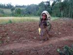 Tyttö kantaa vettä Etiopiassa.