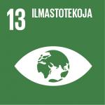 Kuvassa näkyy Kestävän kehityksen tavoite 13: Ilmastotekoja logo. 