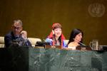 Anne Nuorgam avaamassa YK:n alkuperäiskansojen pysyvän foorumin kokousta 2019 New Yorkissa.